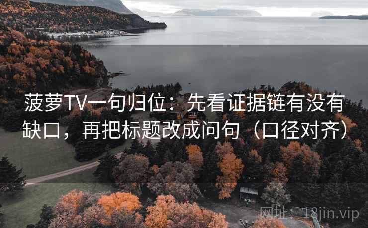 菠萝TV一句归位：先看证据链有没有缺口，再把标题改成问句（口径对齐）