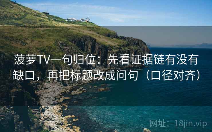 菠萝TV一句归位：先看证据链有没有缺口，再把标题改成问句（口径对齐）